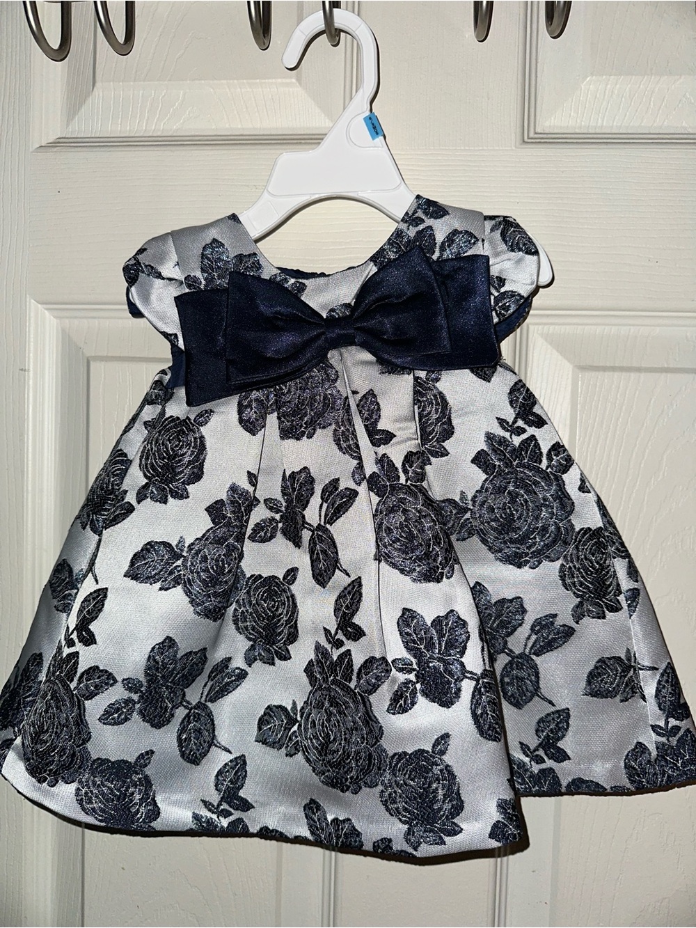 Girls Floral Dress - Navy
